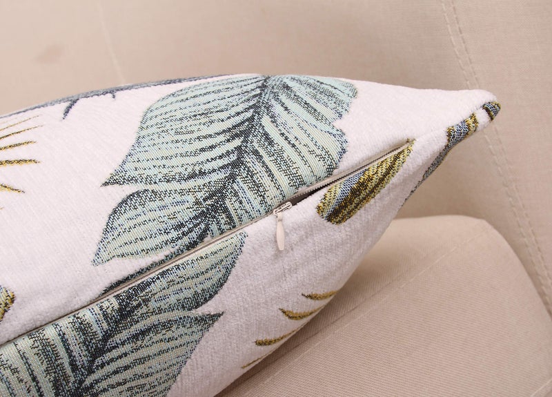Yeiotsy Pillow Case, Decorative Tropical Leaf Throw Pillow Cover Heavy Fabric Jacquard Chenille (Yellow, 18 x 18 Inches) - Image 4